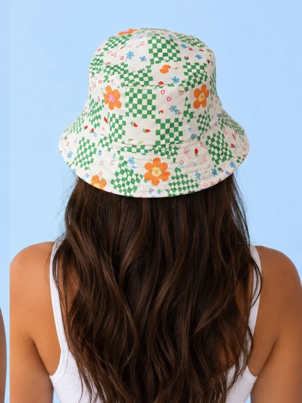 Floral Checkerbucket Hat — Green & Orange Print floral throwback **2 for 20**